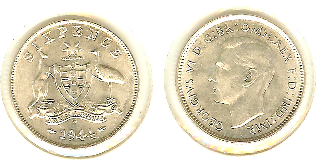 Australien 6 pence 1944S SPL+